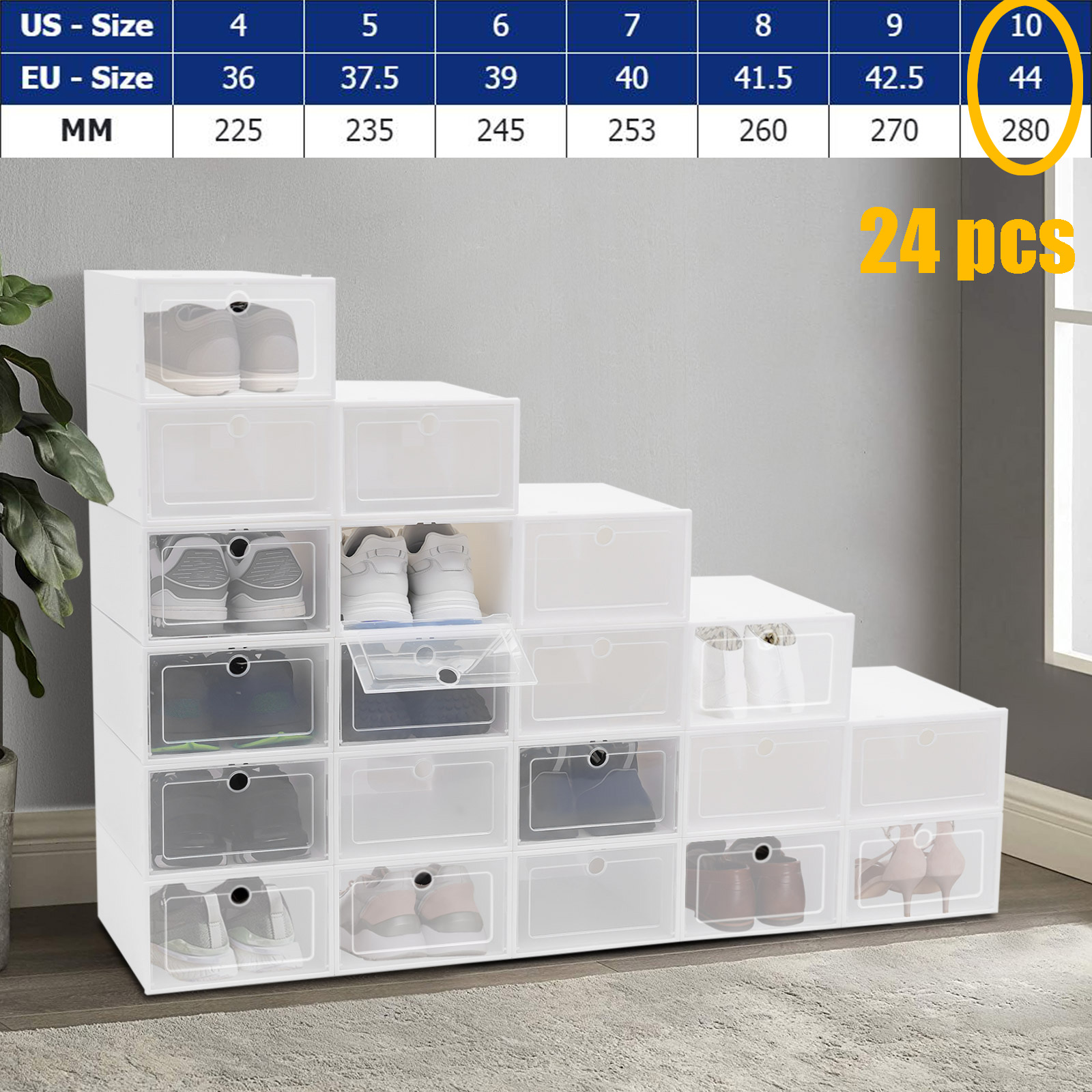 Shoe Box Display - 24pcs/set Transparent Plastic Shoe Case Large