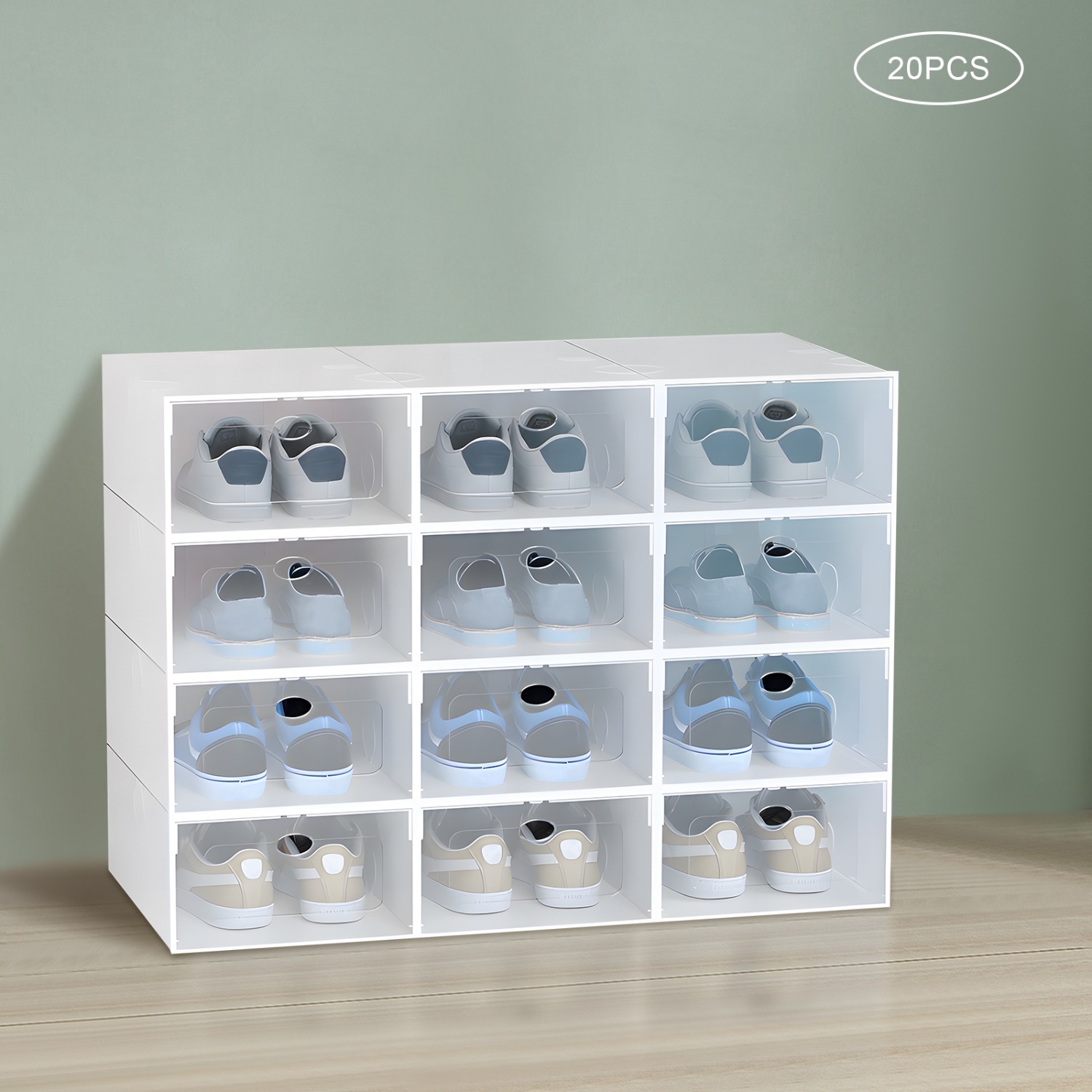 20 PCS Shoe Storage Boxes,Clea - Shoe Box Display avaliação e preço