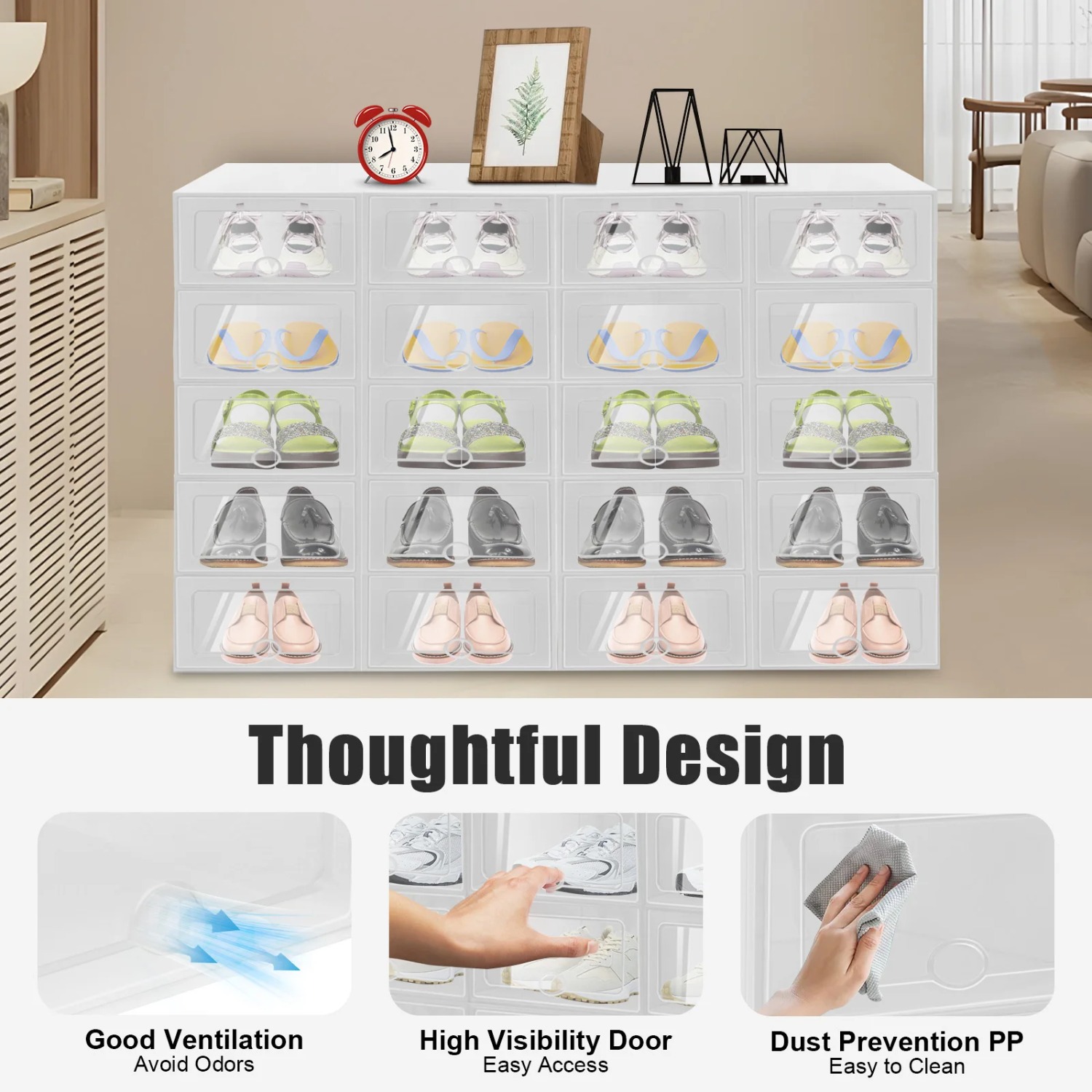 20 PCS Shoe Storage Boxes,Clea - Shoe Box Display avaliação e preço