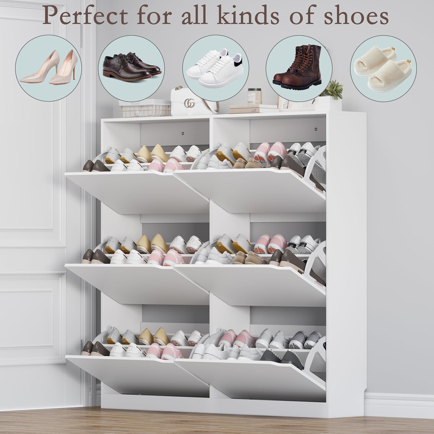 Slim Shoe Storage Cabinet With - Shoe Box Display avaliação e preço