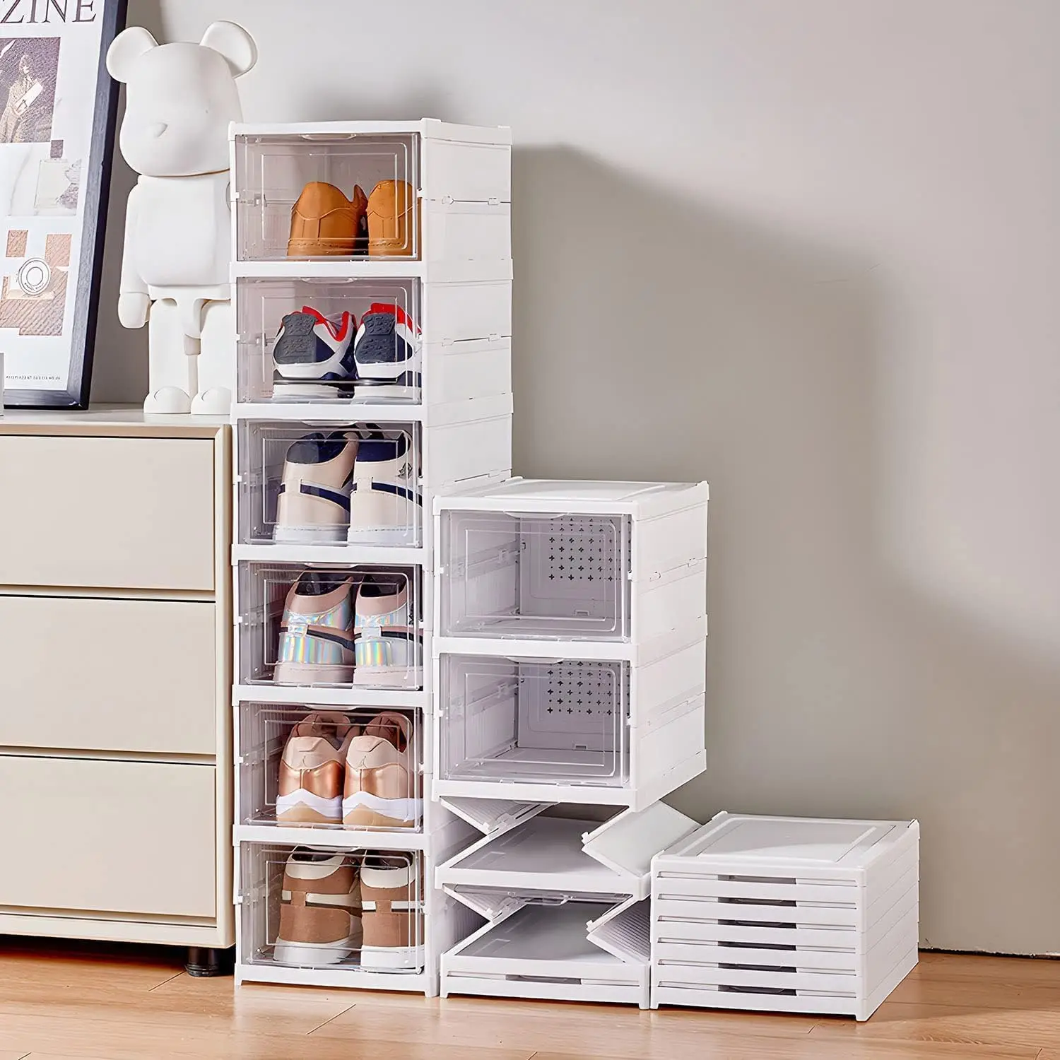 3/6 Layers Foldable Shoes Stor - Shoe Box Display avaliação e preço